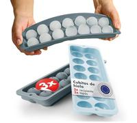 Blumtal cubiteras para hielo Set de 3-14 hielos cubitera silicona con tapa - ice cube tray Forma Bola - Sin BPA + Gris Azulado + Gris Azulado + Azul Claro