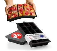 Blumtal cubiteras para hielo Set de 3-15 hielos cubitera silicona con tapa - ice cube tray Forma Cubo - Sin BPA + Negro + Negro