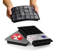 Blumtal cubiteras para hielo Set de 3-24 hielos cubitera silicona con tapa - ice cube tray Forma Cubo - Sin BPA + Negro