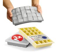 Blumtal cubiteras para hielo Set de 3-24 hielos cubitera silicona con tapa - ice cube tray Forma Cubo - Sin BPA + Gris + Gris + Amarillo Color13