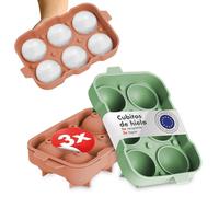 Blumtal cubiteras para hielo Set de 3-6 hielos cubitera silicona con tapa - ice cube tray Forma Bola - Sin BPA + Verde Oliva + Verde Oliva + Rojo