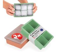 Blumtal cubiteras para hielo Set de 3-6 hielos cubitera silicona con tapa - ice cube tray Forma Cubo - Sin BPA + Verde Oliva + Verde Oliva + Rojo