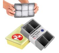 Blumtal cubiteras para hielo Set de 3-6 hielos cubitera silicona con tapa - ice cube tray Forma Cubo - Sin BPA + Gris + Gris + Amarillo