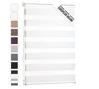 Blumtal Estores Noche y Día - Estor Enrollables Doble Capa, Estor Sin Taladrar, Blanco, 100 x 195cm, 1 Unidad