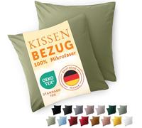 Blumtal Funda de Almohada 40 x 40, 2 Unidades - Fundas de Almohada con certificación Oeko-Tex 100% Microfibra Extra Suave y aptas para la Lavadora - Funda de Almohada 40 x 40 Verde Oliva Claro