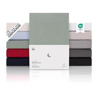 Blumtal Juego de 1 Sábana Bajera Ajustable Premium 150 g/m² - Sábana Bajera Super Suave 100% algodón Franela, para colchón de 25-27 cm de Altura, Summer Green - Verde, Cama 180: 180 x 200cm