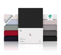 Blumtal Juego de 1 Sábana Bajera Ajustable Premium 150 g/m² - Sábana Bajera Super Suave 100% algodón Franela, para colchón de 25-27 cm de Altura, Negro, Cama 135: 135/140 x 190/200cm