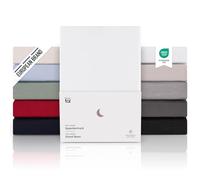 Blumtal Juego de 1 Sábana Bajera Ajustable Premium 150 g/m² - Sábana Bajera Super Suave 100% algodón Franela, para colchón de 40cm de Altura, Blanco, Cama 180: 180 x 200cm