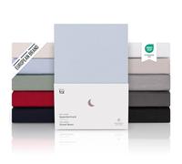 Blumtal Juego de 1 Sábana Bajera Ajustable Premium 150 g/m² - Sábana Bajera Super Suave 100% algodón Franela, para colchón de 25-27 cm de Altura, Azul Claro, Cama 135: 135/140 x 190/200cm