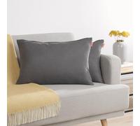 Blumtal Juego de 2 Funda para Cojín de Chenilla - Fundas Decorativas de cojín para sofá con Cremallera Cubierta, Antracita, 40 x 60 cm
