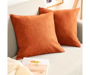 Blumtal Juego de 2 Funda para Cojín de Chenilla - Fundas Decorativas de cojín para sofá con Cremallera Cubierta, Naranja, 60 x 60 cm