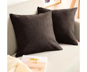 Blumtal Juego de 2 Funda para Cojín de Chenilla - Fundas Decorativas de cojín para sofá con Cremallera Cubierta, Marrón Oscuro, 50 x 50 cm