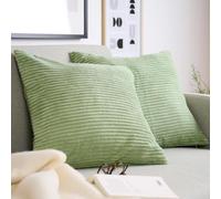Blumtal Juego de 2 Fundas de cojín de 45 x 45 cm, Color Verde, de Pana con Cremallera Oculta, Fundas de Almohada de Pana Suave, para Cojines Decorativos y Cojines de sofá
