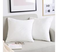 Blumtal Juego de 2 Fundas de Cojín de Corduroy - Cojín Decorativo de Pana con Cremallera Oculta, Decoración para Hogar, Sofás, Camas, Blanco, 60 x 60 cm