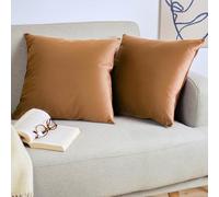 Blumtal Juego de 2 Fundas de Cojín de Terciopelo - Cojín Decorativo con Cremallera Oculta, Decoración para Hogar, Sofás, Camas, Marrón Claro, 30 x 50 cm