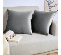 Blumtal Juego de 2 Fundas de Cojín de Terciopelo - Cojín Decorativo con Cremallera Oculta, Decoración para Hogar, Sofás, Camas, Gris Oscuro, 45 x 45 cm