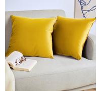 Blumtal Juego de 2 Fundas de Cojín de Terciopelo - Cojín Decorativo con Cremallera Oculta, Decoración para Hogar, Sofás, Camas, Amarillo, 30 x 50 cm