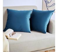 Blumtal Juego de 2 Fundas de Cojín de Terciopelo - Cojín Decorativo con Cremallera Oculta, Decoración para Hogar, Sofás, Camas, Azul Oscuro, 60 x 60 cm