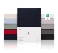 Blumtal Juego de 2 SábanasBajera Ajustable Premium 150 g/m² - Sábana Bajera Super Suave 100% algodón Franela, para colchón de 45cm de Altura, Dark Ocean Blue - Azul, Cama 100/105: 100/105 x 190/200cm