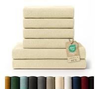 Blumtal Juego de 2 Toallas de Baño (70x140cm) + 4 Toallas de Manos (50x100cm) - Juego de Toallas Suaves y Absorebentes, 100% algodón, Certificado Oeko-Tex 100, Arena