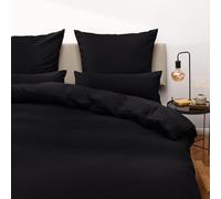 Blumtal Juego de Funda Nordica Cama 90 - Microfibra Juego de Funda Edredon 155x200 y 2 Fundas de Almohada 40x80, Certificado Oeko-Tex, Muy Suave y Transpirable - Negro
