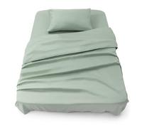 Blumtal Juego de Sábanas - Set de 3 Piezas, Sábana Bajera Ajustable Cama 90, Encimera 160x275 + 1 Funda de Almohada 50x80cm, Verde Verano