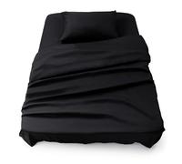 Blumtal Juego de Sábanas - Set de 3 Piezas, Sábana Bajera Ajustable Cama 90, Encimera 160x275 + 1 Funda de Almohada 50x80cm, Negro