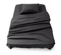 Blumtal Juego de Sábanas - Set de 3 Piezas, Sábana Bajera Ajustable Cama 90, Encimera 160x275 + 1 Funda de Almohada 50x80cm, Antracita