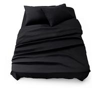 Blumtal Juego de Sábanas - Set de 4 Piezas, Sábana Bajera Ajustable Cama 135, Encimera 220x275 + 2 Fundas de Almohada 50x80cm, Negro