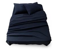 Blumtal Juego de Sábanas - Set de 4 Piezas, Sábana Bajera Ajustable Cama 135, Encimera 220x275 + 2 Fundas de Almohada 50x80cm, Azul Oscuro