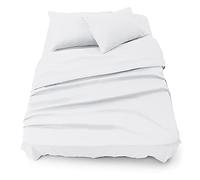 Blumtal Juego de Sábanas - Set de 4 Piezas, Sábana Bajera Ajustable Cama 150, Encimera 240x275 + 2 Fundas de Almohada 50x80cm, Blanco
