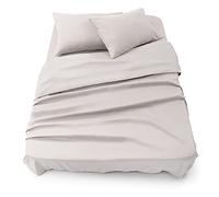 Blumtal Juego de Sábanas - Set de 4 Piezas, Sábana Bajera Ajustable Cama 150, Encimera 240x275 + 2 Fundas de Almohada 50x80cm, Gris Claro de Luna