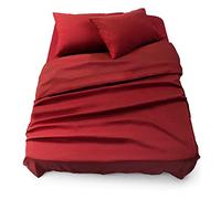 Blumtal Juego de Sábanas - Set de 4 Piezas, Sábana Bajera Ajustable Cama 160, Encimera 240x275 + 2 Fundas de Almohada 50x80cm, Rojo Oscuro