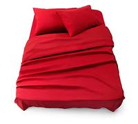 Blumtal Juego de Sábanas - Set de 4 Piezas, Sábana Bajera Ajustable Cama 160, Encimera 240x275 + 2 Fundas de Almohada 50x80cm, Rojo