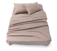 Blumtal Juego de Sábanas - Set de 4 Piezas, Sábana Bajera Ajustable Cama 180, Encimera 280x275 + 2 Fundas de Almohada 50x80cm, Taupe