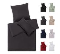 Blumtal Juegos de sábanas de satén de algodón satinado Manta 135x200 / almohada 40x80 Antracita