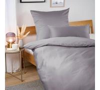 Blumtal Mako Satin Bed Linen 155x220 Gray - Cubierta nórdica con Cubierta de Almohada Seleccionable Gratuita - Conjunto de Lino de Cama Adaptable Individualmente Hecho de 100% de algodón