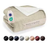 Blumtal - Manta Polar (130 x 150 cm, Certificado Öko-Tex®, Sherpa, Manta, Suave, cálida, esponjosa, Color Beige