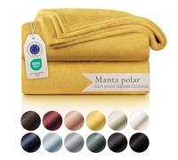 Blumtal Mantas para Sofá de Franela Suave y Acolchada - Manta Polar 100% Microfibra Extra Suave, Manta de sofá, de Cama o de Sala de Estar, Amarillo Mostaza, 220 x 240 cm