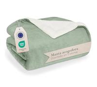 Blumtal Mantas para Sofá Reversible de Sherpa y Franela Suave - Manta Polar 100% Microfibra e x tra Suave, Manta de sofá, de Cama o de Sala de Estar, Summer Green, 150 x 200 cm
