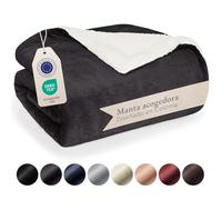 Blumtal Mantas para Sofá Reversible de Sherpa y Franela Suave - Manta Polar 100% Microfibra Extra Suave, Manta de sofá, de Cama o de Sala de Estar, Antracita, 230 x 270 cm