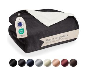Blumtal Mantas para Sofá Reversible de Sherpa y Franela Suave - Manta Polar 100% Microfibra Extra Suave, Manta de sofá, de Cama o de Sala de Estar, Antracita, 130 x 150 cm