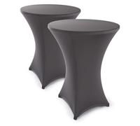 Blumtal Mantel de Mesa Redonda Ø 60-65 cm Set de 2 - Oeko-Tex Certificado - Elegantes Manteles de Mesa estirables - Funda Lavable en Lavadora Ideal para Catering o Cocteles - Mantel Antracita