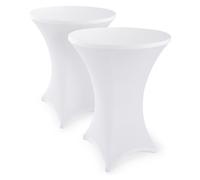 Blumtal Mantel de Mesa Redonda Ø 70-75 cm Set de 2 - Oeko-Tex Certificado - Elegantes Manteles de Mesa estirables - Funda Lavable en Lavadora Ideal para Catering o Cocteles - Mantel Blanco
