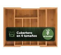 Blumtal Organizador Cubiertos de Bambú - Cuberteros para Cajón Cocina Ajustable - Organizador Cajones Cocina de 5 a 7 Compartimentos - Porta Cubiertos - Mediano