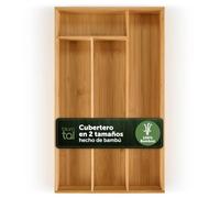Blumtal Organizador de Cubiertos de 100% Bambú - Cubertero para Cajón de Cocina Con 4 Compartimentos