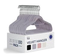 Blumtal Perchas de Terciopelo Antideslizantes - Percha giratoria 360° para Abrigos, Trajes, Camisas y Pantalones, Paquete de 100 Unidades, Gris