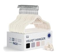 Blumtal Perchas de Terciopelo Antideslizantes - Percha giratoria 360° para Abrigos, Trajes, Camisas y Pantalones, Paquete de 30 Unidades, Marfil