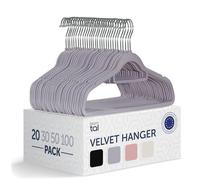 Blumtal Perchas de Terciopelo Antideslizantes - Percha giratoria 360° para Abrigos, Trajes, Camisas y Pantalones, Paquete de 20 Unidades, Gris