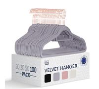 Blumtal Perchas de Terciopelo Antideslizantes - Percha giratoria 360° para Abrigos, Trajes, Camisas y Pantalones, Paquete de 100 Unidades, Oro Rosa/Gris